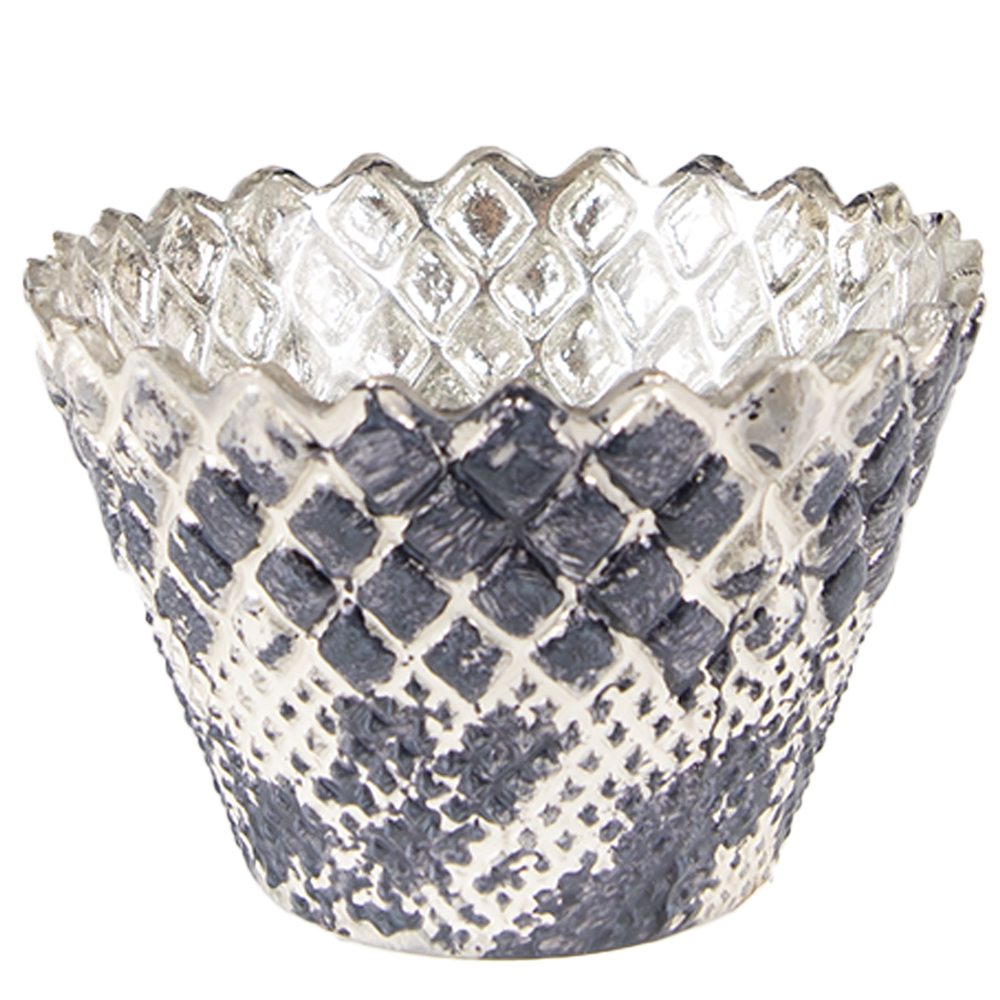 [6GL3804] Glass Tea Light Holder Grey Beige Ø 10x7 cm
