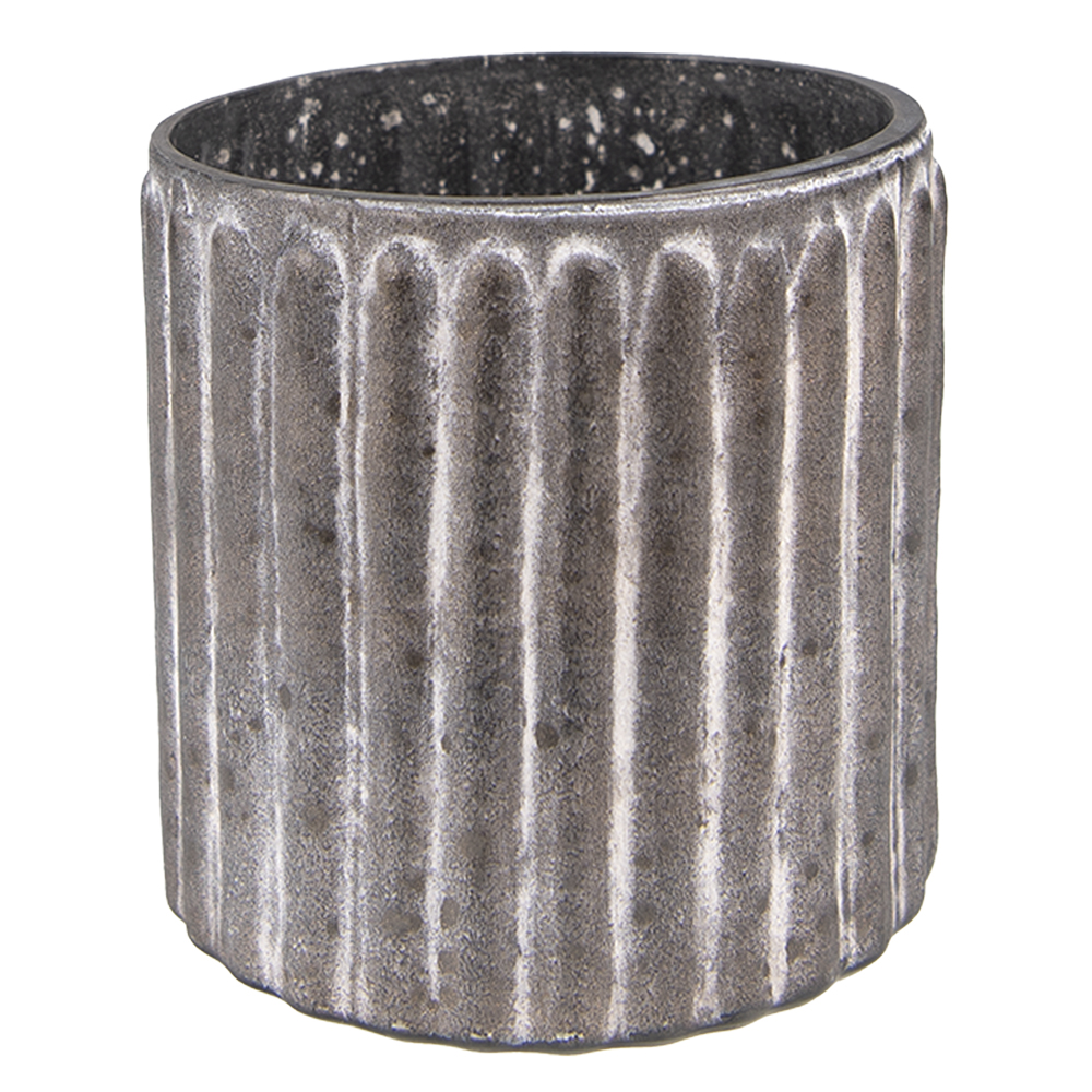 [6GL3806] Glass Tea Light Houder Black Ø 10x10 cm