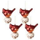 Palla di natale Uccello Rosso, Bianco set 4 11x6x11 cm