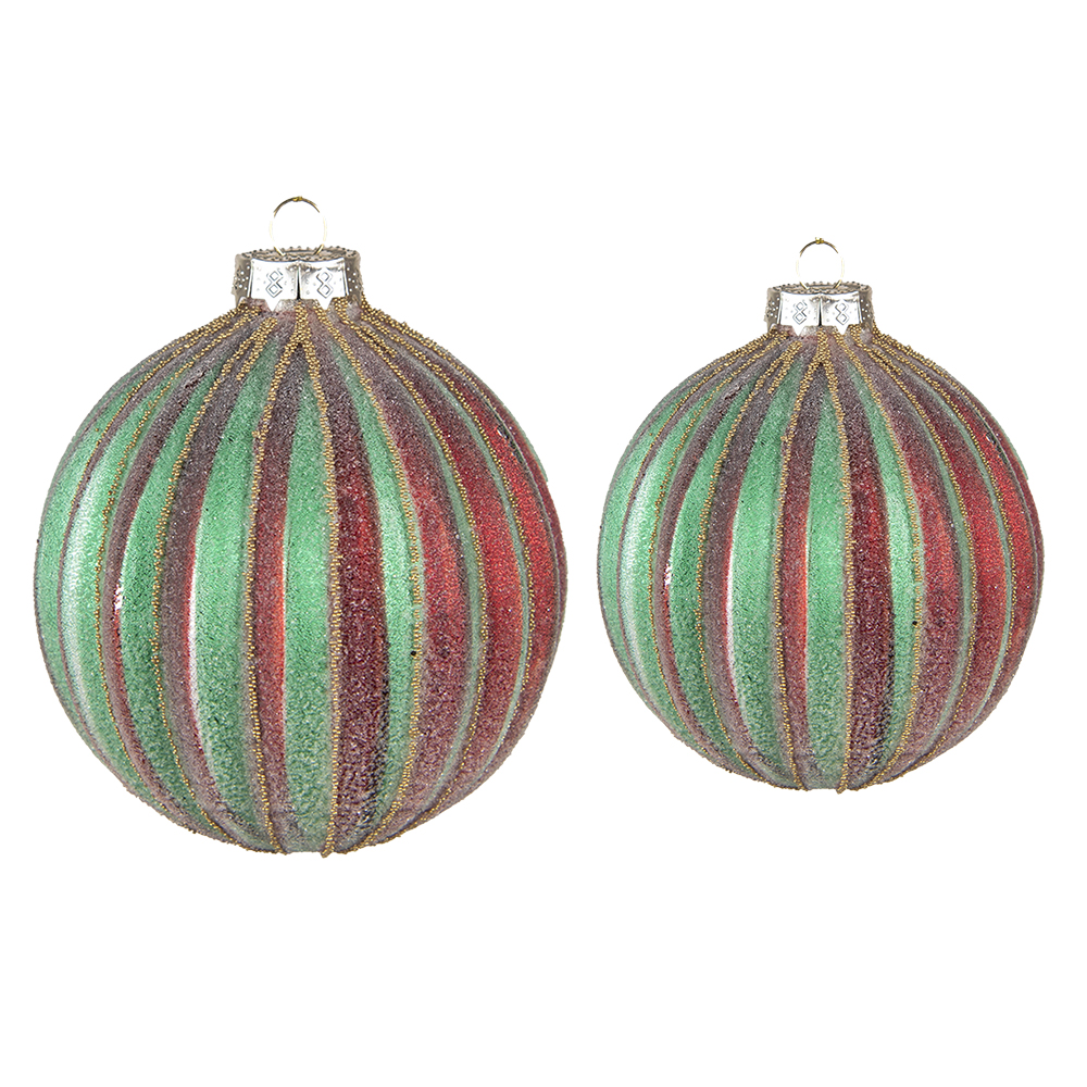 Boule de Noël Rouge Vert Ø 10x10 / Ø 8x8 cm (set 2)