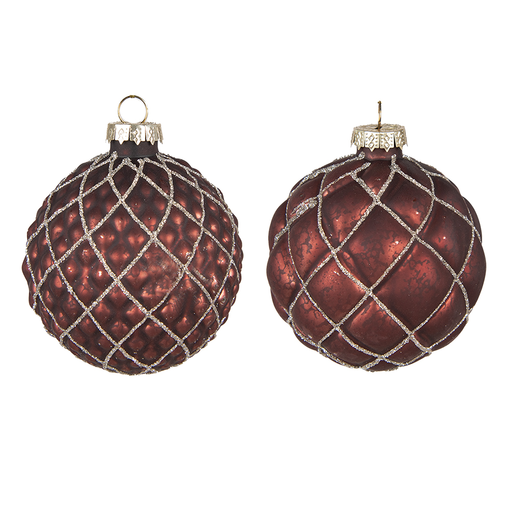 [6GL4118] Boule de Noël Rouge Ø 8x8 cm (set 2)