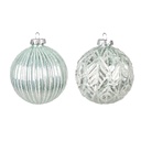 Boule de Noël Vert Argent Ø 8x8 cm (set 2)