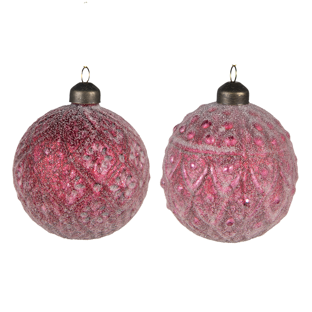 [6GL4129] Palla di natale Rosso Ø 8x8 cm (set 2)