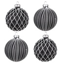 Christmas ball Black White Ø 8x8 cm (set 4)
