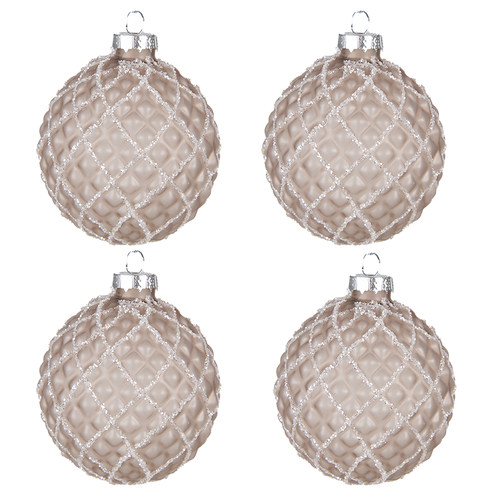 [6GL4158] Boule de Noël Marron Ø 8x8 cm (set 4)
