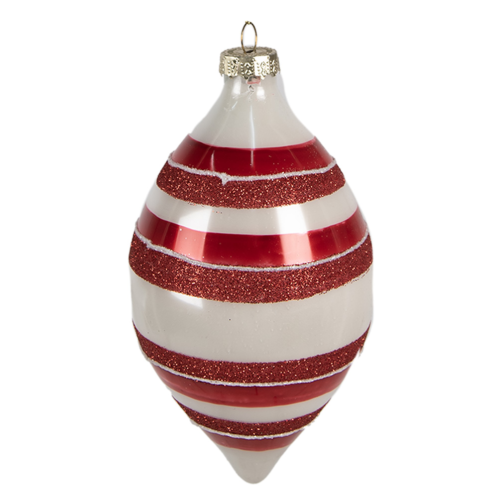 [6GL4330] Palla di natale Rosso Bianco Ø 8x15 cm