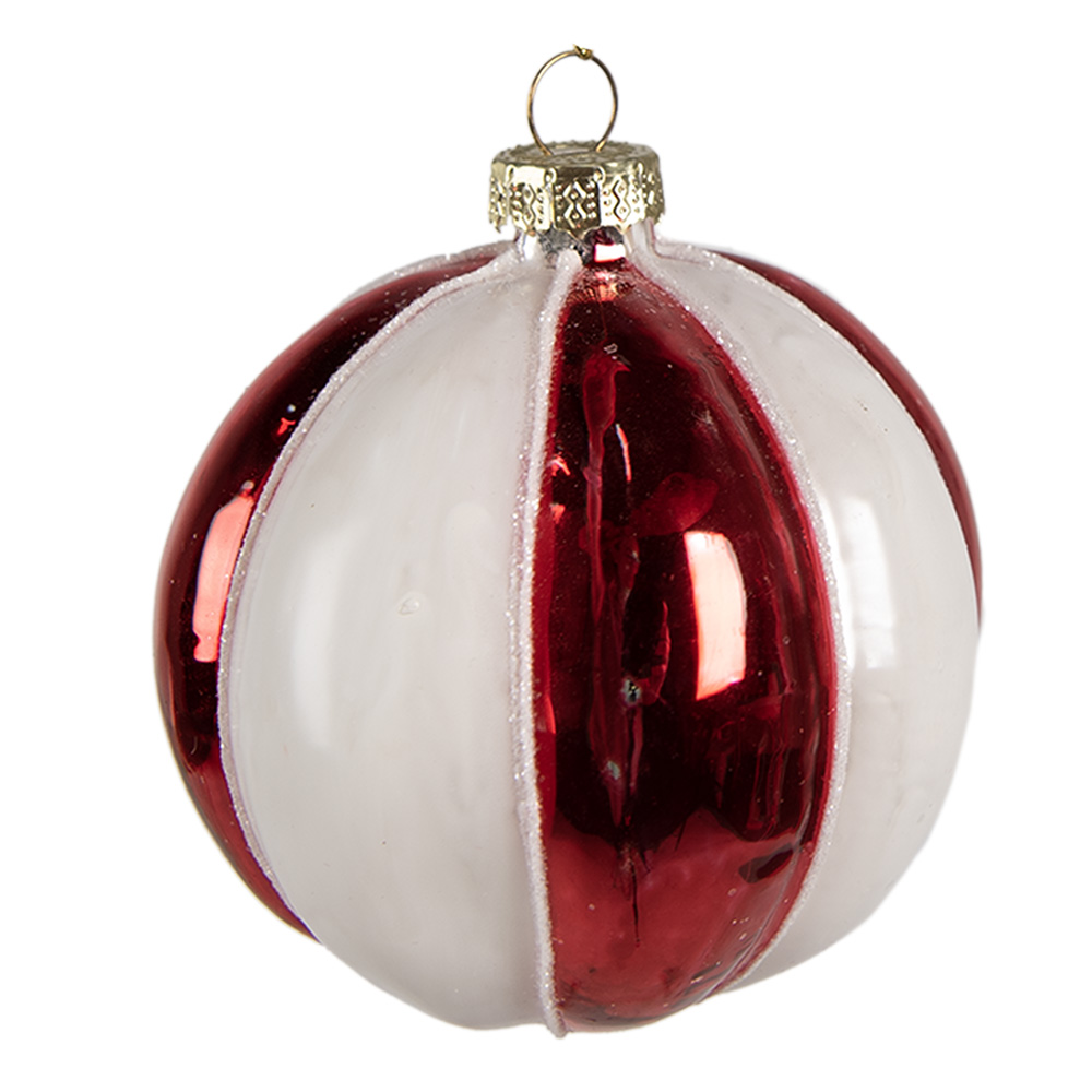 [6GL4336] Boule de Noël Rouge Blanc Ø 8x8 cm
