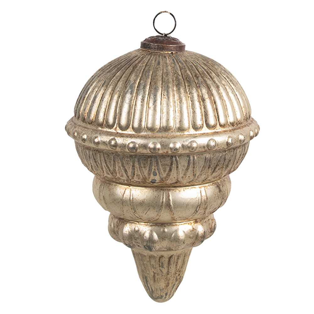 [6GL4553M] Weihnachtskugel Goldfarbig Braun Ø 10x14 cm