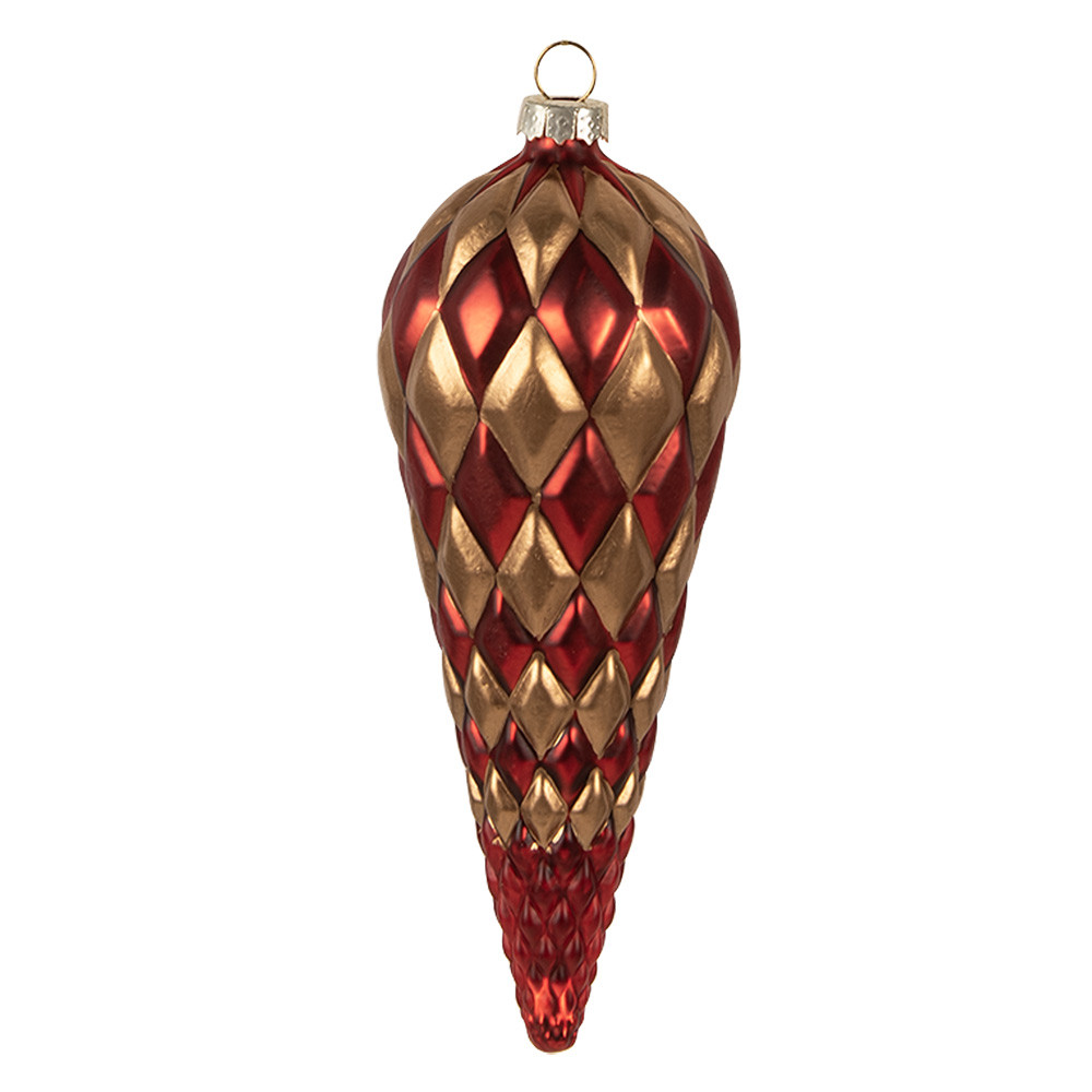 [6GL4605] Boule de Noël Rouge Couleur or Ø 6x16 cm
