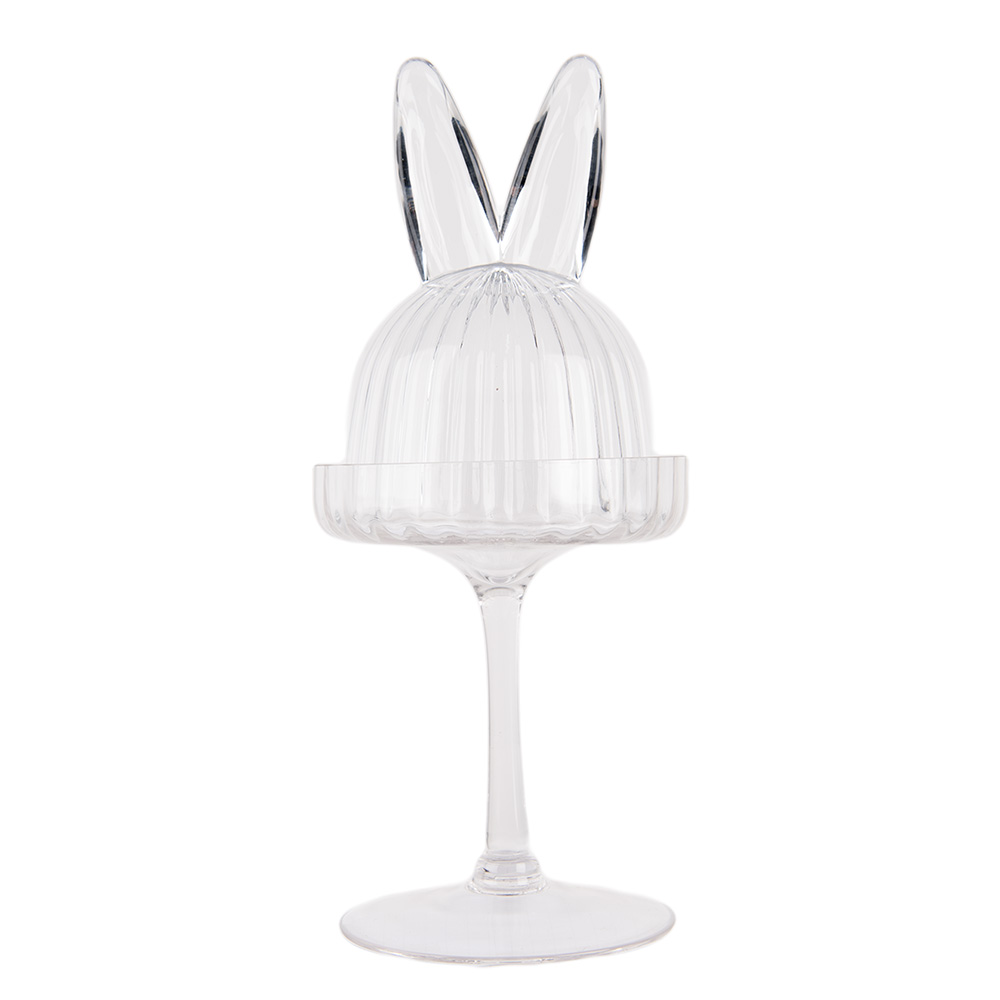 [6GL4929] Glass Cloche Rabbit Transparent Ø 12x29 cm