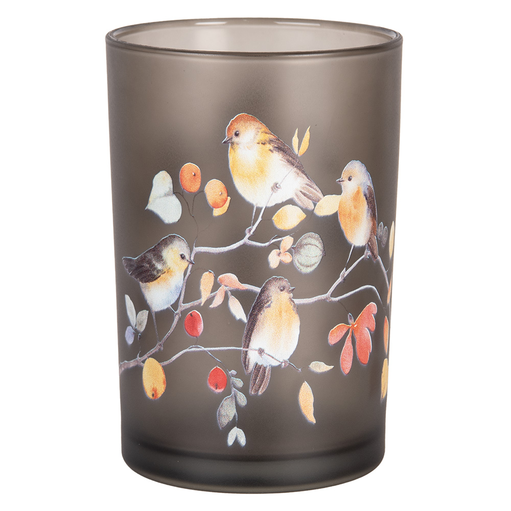 [6GL4955] Teelichthalter Grau Orange Ø 12x18 cm