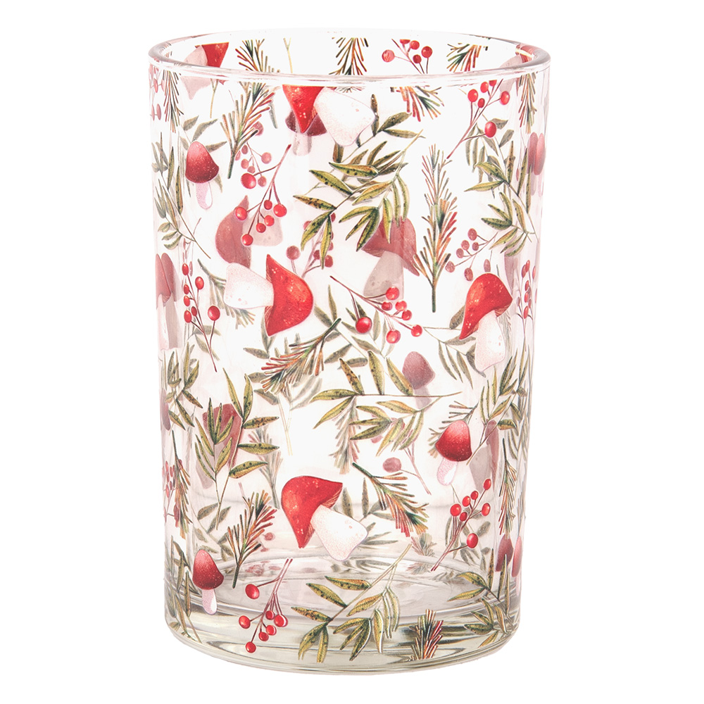 [6GL4963] Photophore Transparent Rouge Ø 12x18 cm
