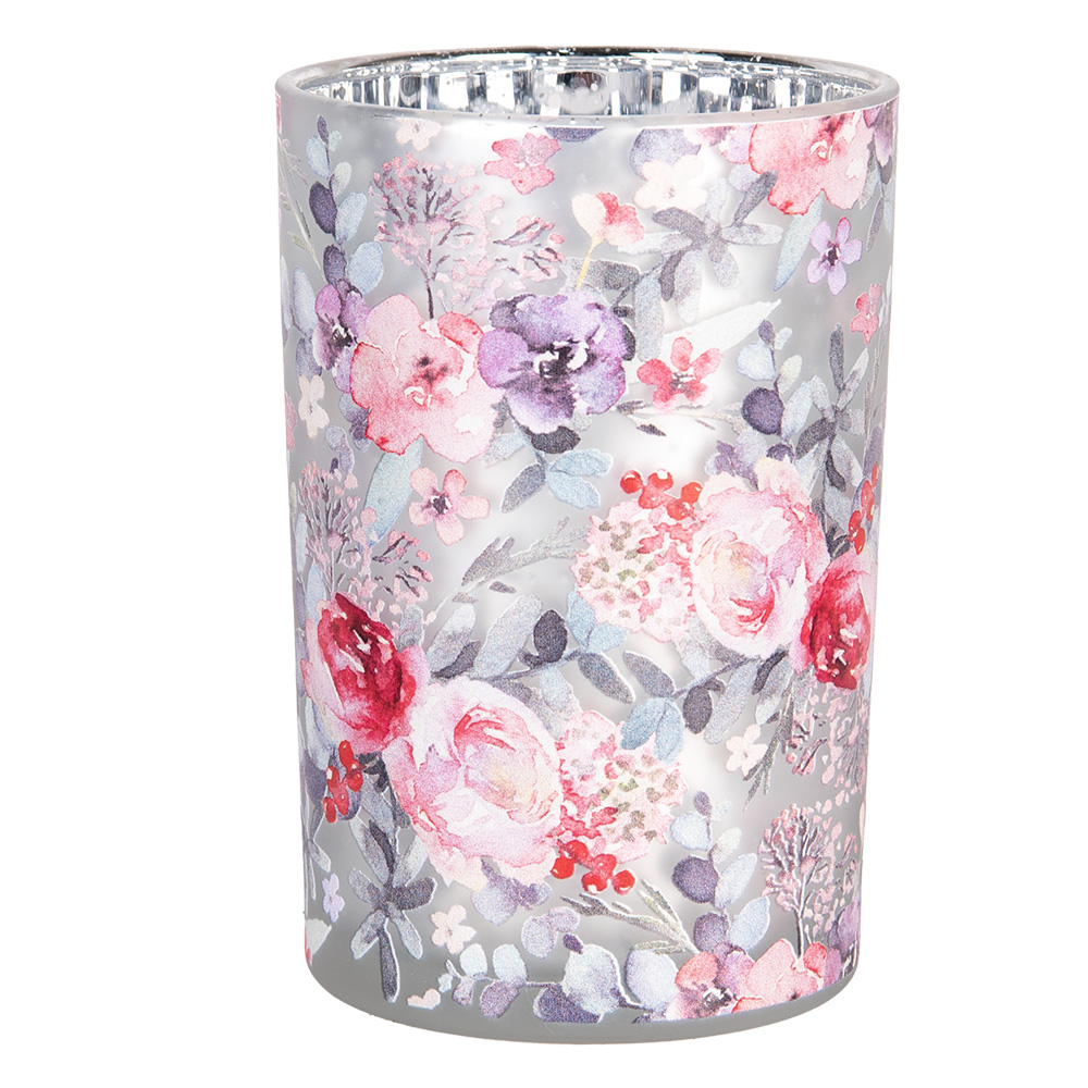 [6GL4971] Tealight holder Grey Pink Ø 12x18 cm