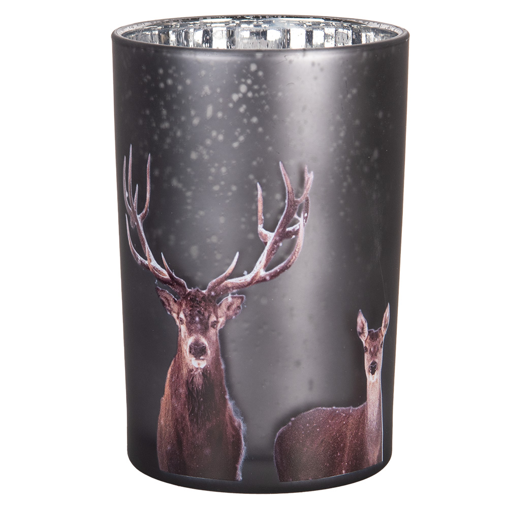 [6GL4981] Porta tealight Grigio Marrone Ø 12x18 cm