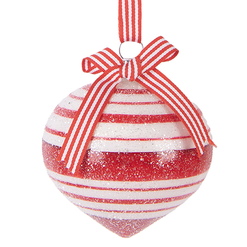 [6GL5180] Palla di natale Rosso Bianco Ø 8x8 cm