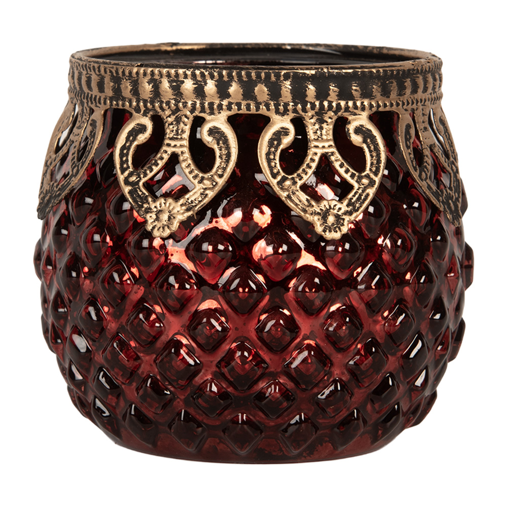 [6GL5226] Porte-lampion en verre Rouge Ø 9x8 cm