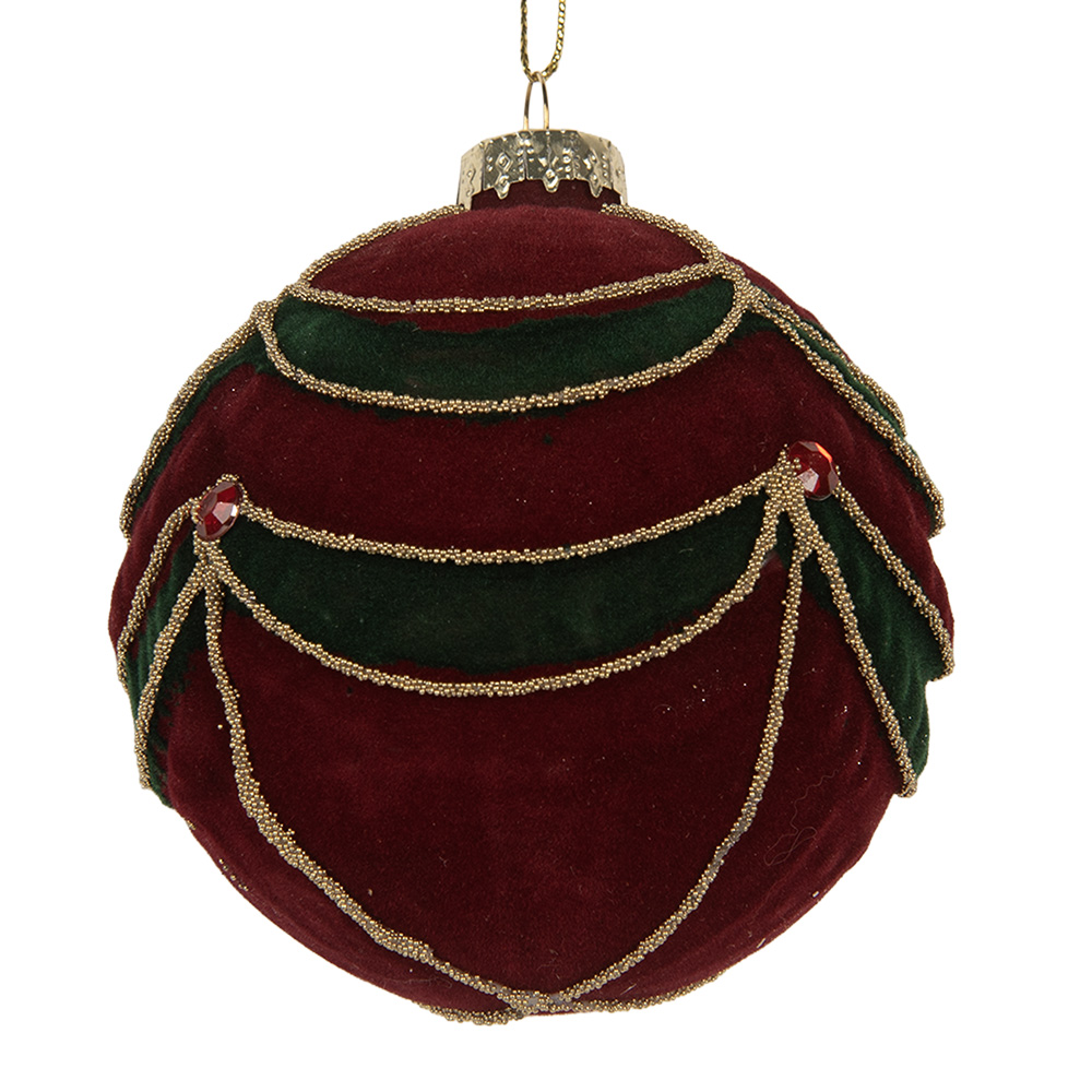 [6GL5234] Boule de Noël Rouge Vert Ø 8x8 cm