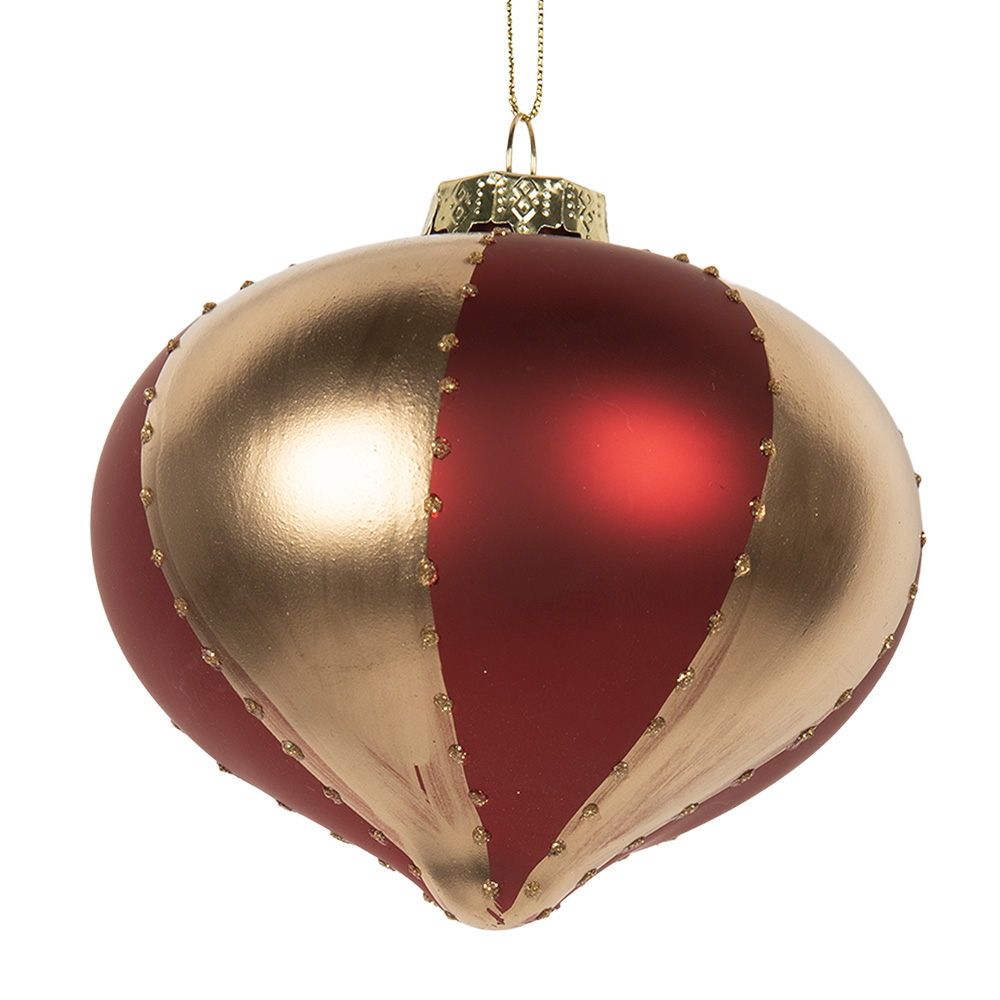 [6GL5245] Weihnachtskugel Goldfarbig Rot Ø 10x10 cm