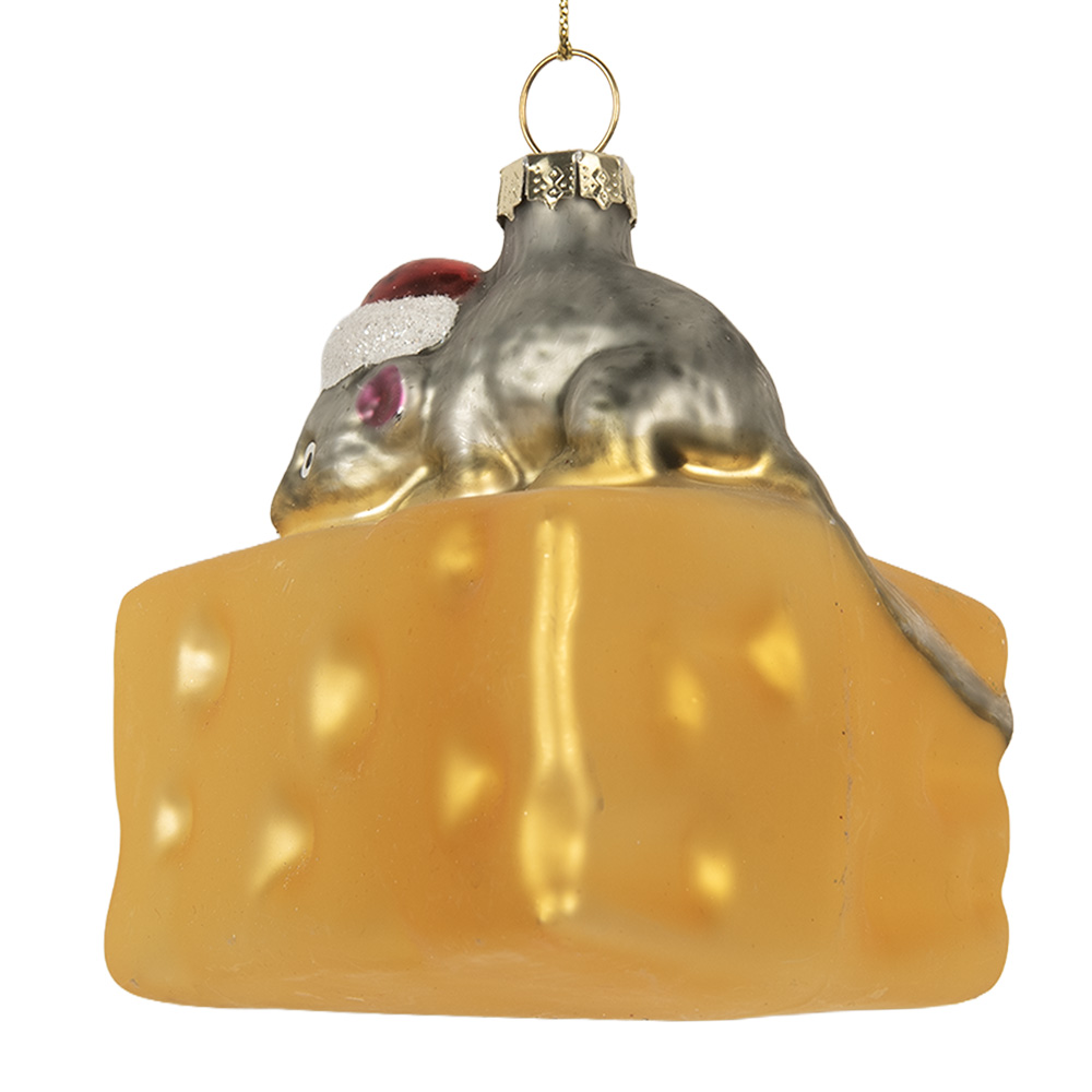 [6GL5305] Weihnachtsanhänger Gelb Grau 8x8x8 cm