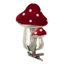 Clip ornement de Noël Champignons Rouge Couleur argent Ø 6x11 cm
