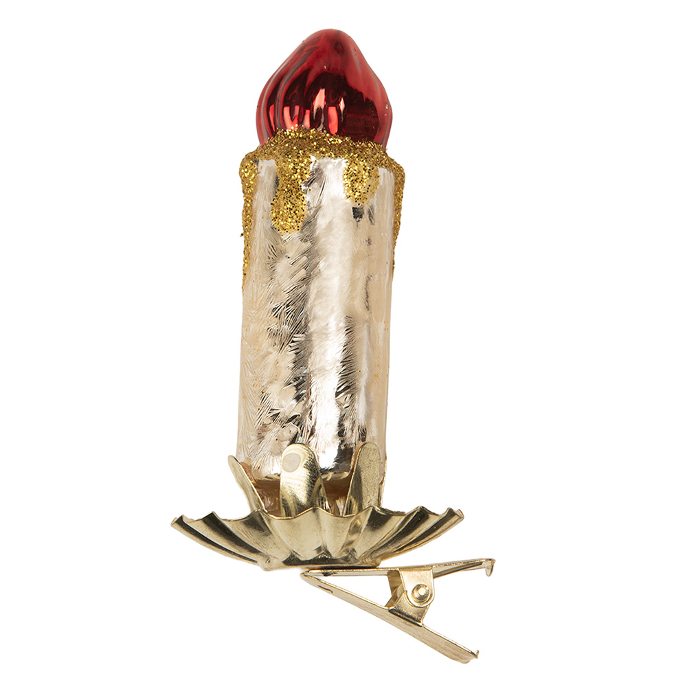 [6GL5312] Knijper kerstornament kaars 5x4x9 cm