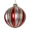 Weihnachtskugel Rot Silberfarbig Ø 8x8 cm