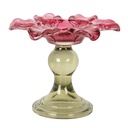 Glass Tea Light Holder Pink Green Ø 14x11 cm