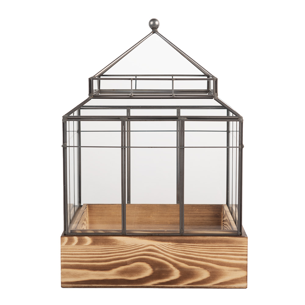 [6GL5362] Serra Decorativa Trasparente Marrone 21x21x32 cm