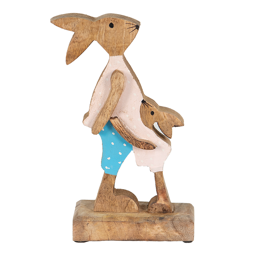 [6H2153] Image de décoration Lapin Marron, Bleu 12x6x22 cm