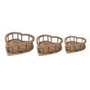 Cesti Portaoggetti (set di 3) Cuore Marrone 33x33x10 / 26x26x9 / 20x20x8 cm