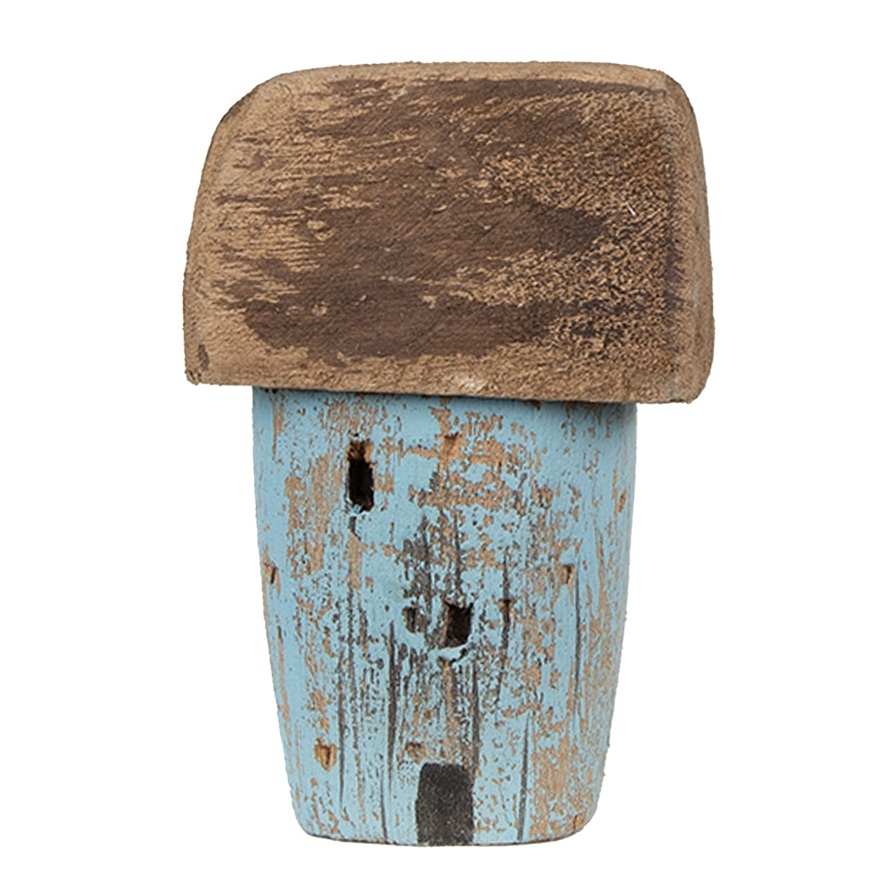 [6H2338] Décoration chalet Bleu Marron 6x4x10 cm