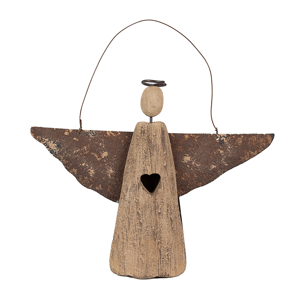 [6H2351] Weihnachtsdeko Hänger Engel Braun 18x2x14/18 cm