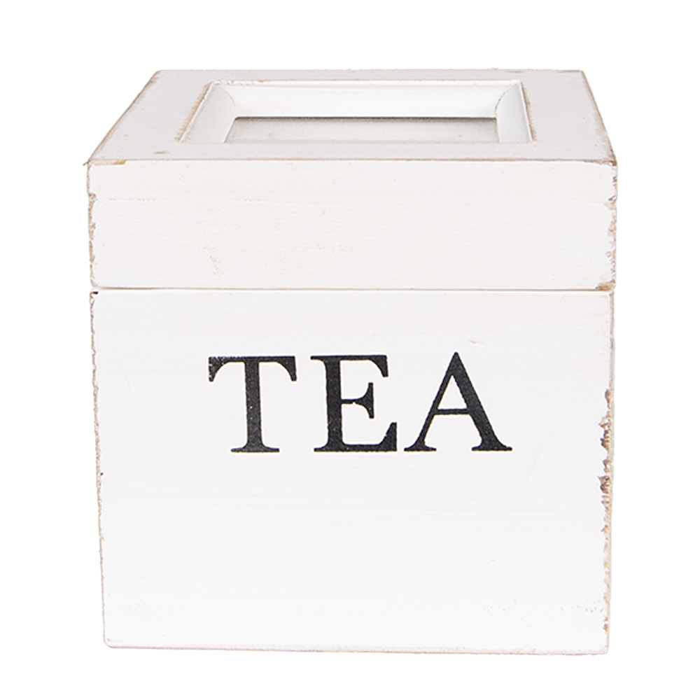 [6H2397] Tea box White Black 12x12x12 cm