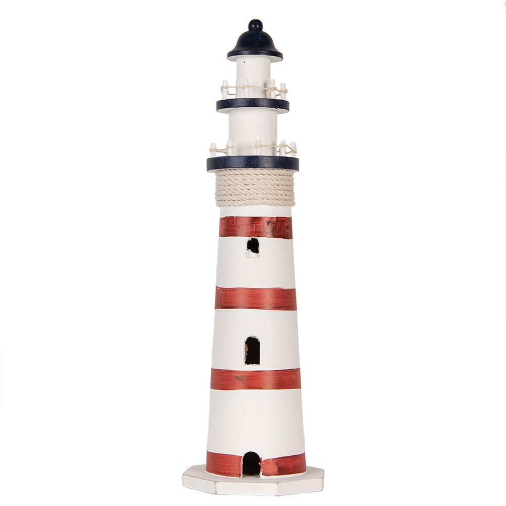 [6H2411] Decorazione Faro Bianco Rosso Ø 15x48 cm
