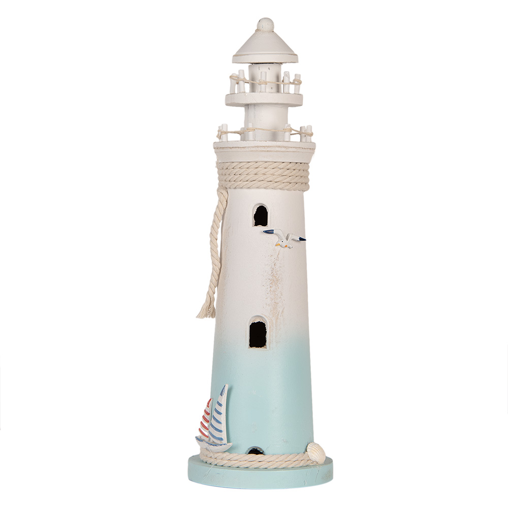 [6H2412] Decorazione Faro Bianco Blu Ø 13x42 cm
