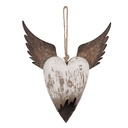 Decorative Hanger Heart White Brown 25x4x30 cm