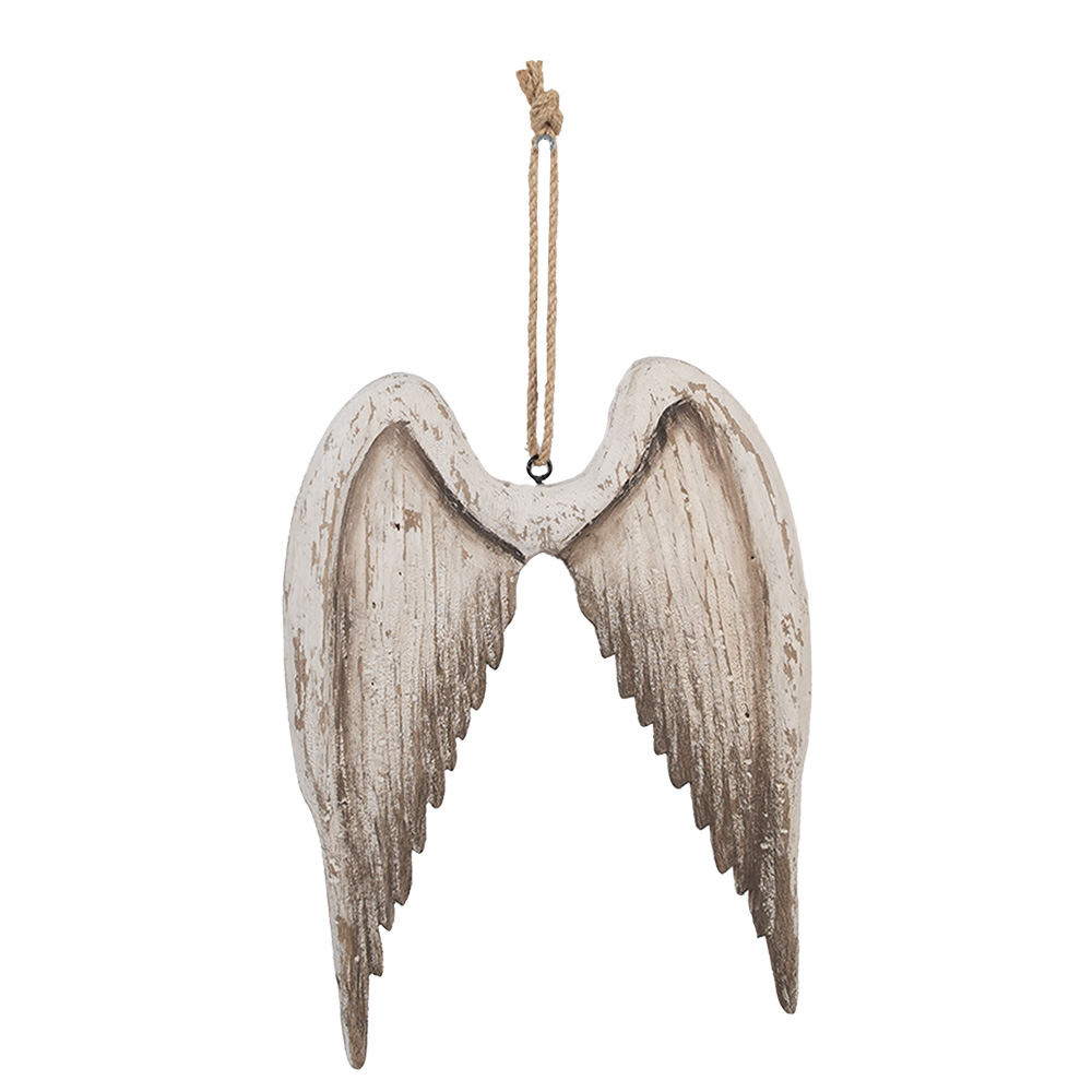[6H2423] Décoration pendentif Ailes Blanc Marron 21x3x28 cm