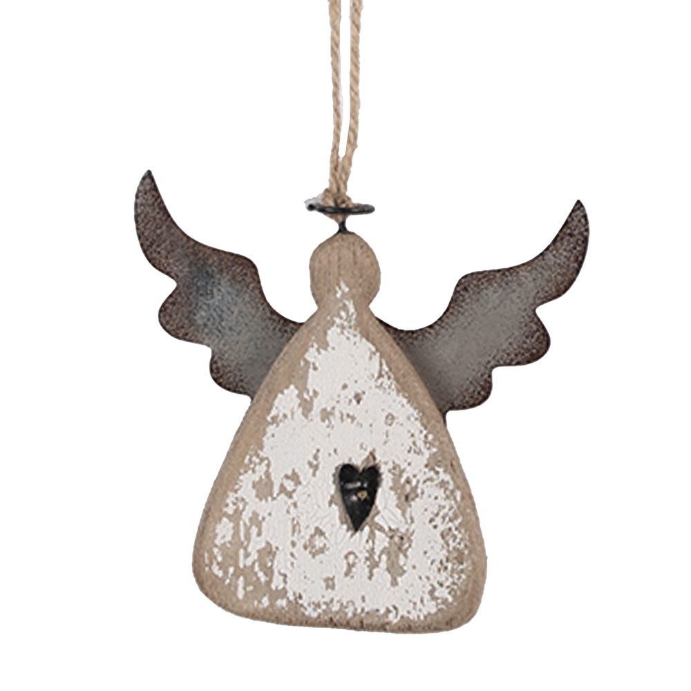 [6H2428] Décoration pendentif Ange Marron Blanc 10x2x10 cm