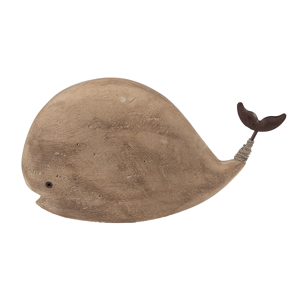 [6H2434] Decorazione Balena Marrone 26x7x14 cm