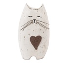 Décoration Chat Blanc Marron 8x6x14 cm