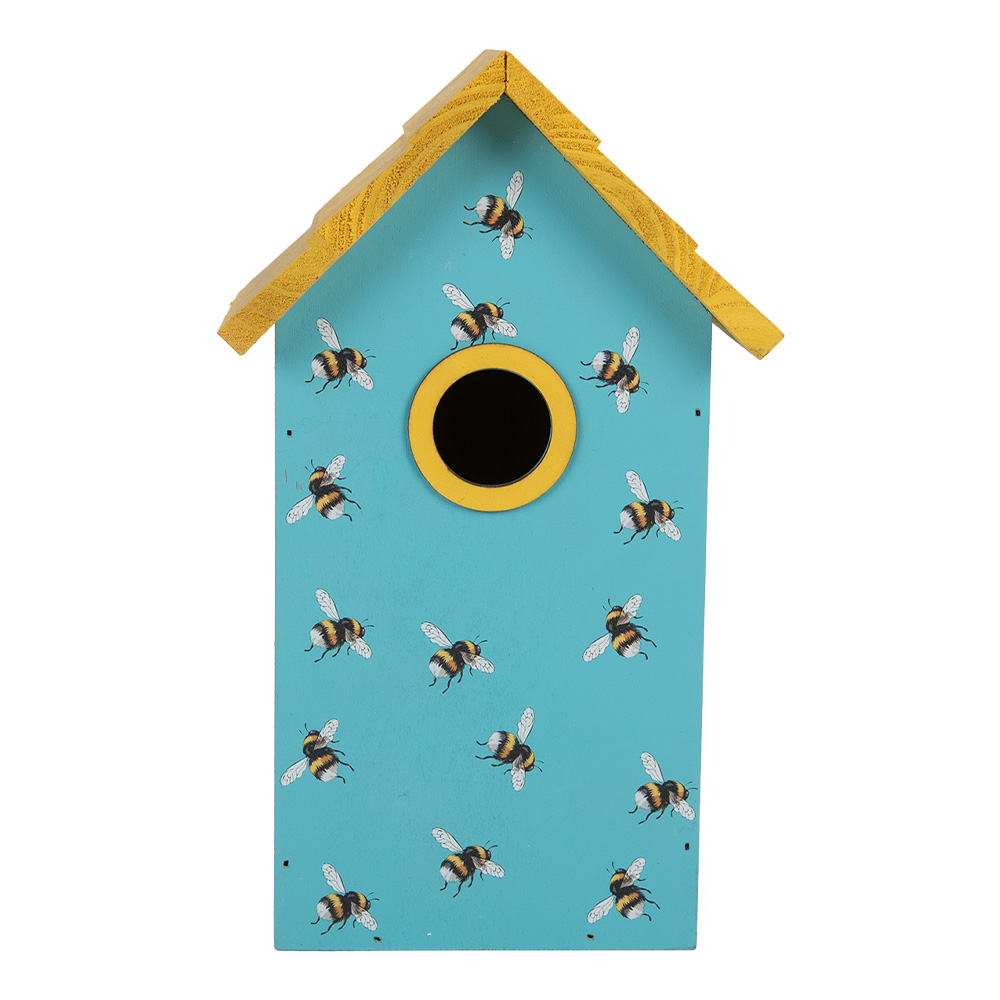 [6H2444] Birdhouse Blue Yellow 15x10x22 cm