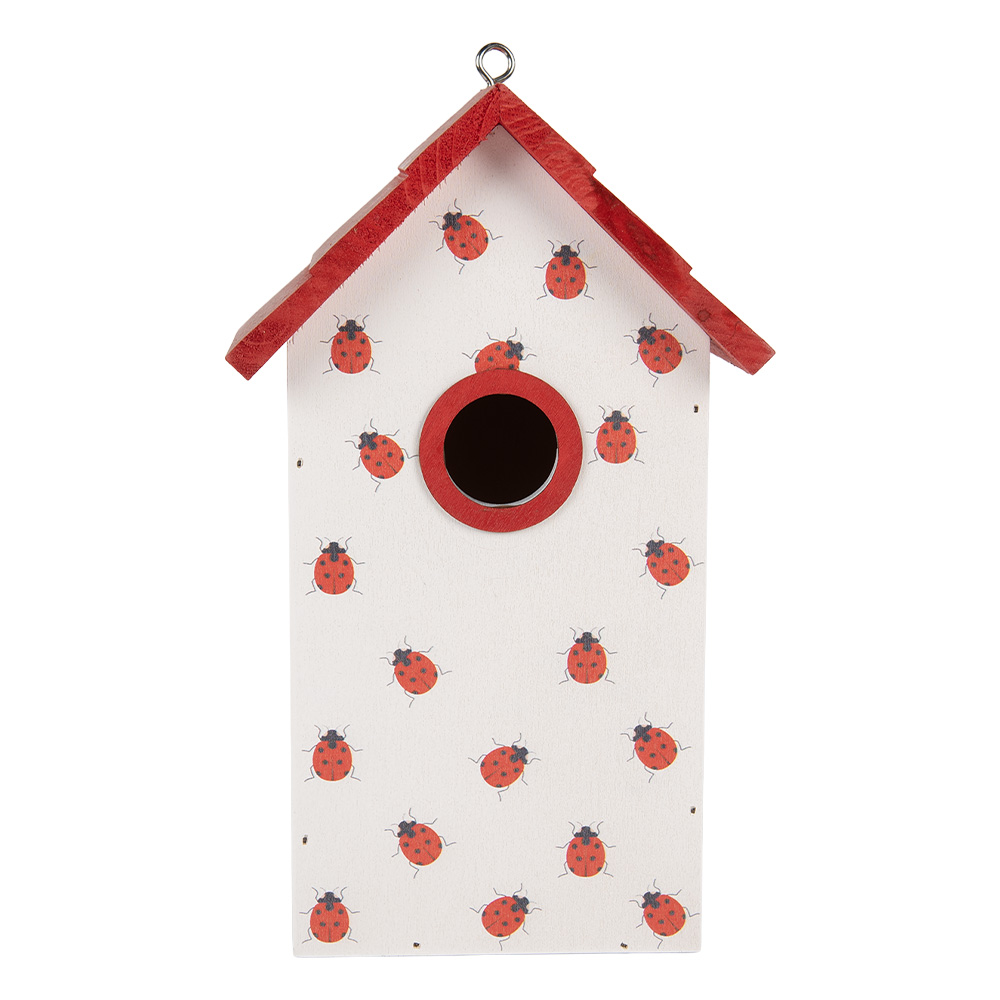 [6H2445] Vogelhaus Weiß Rot 15x10x22 cm