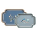 Dekoratives Tablett (2er Set) Blau Beige 46x30x5 / 35x24x5 cm