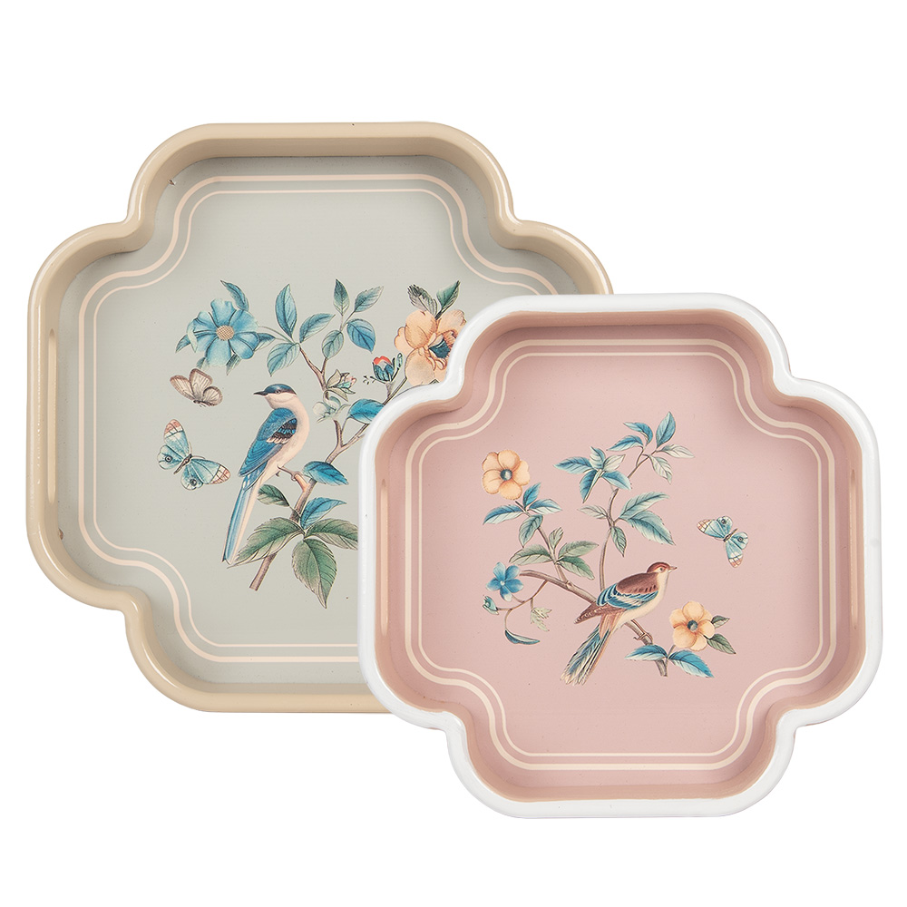 [6H2461] Decoratief dienblad (set van 2) 30x30x5 / 24x24x5 cm