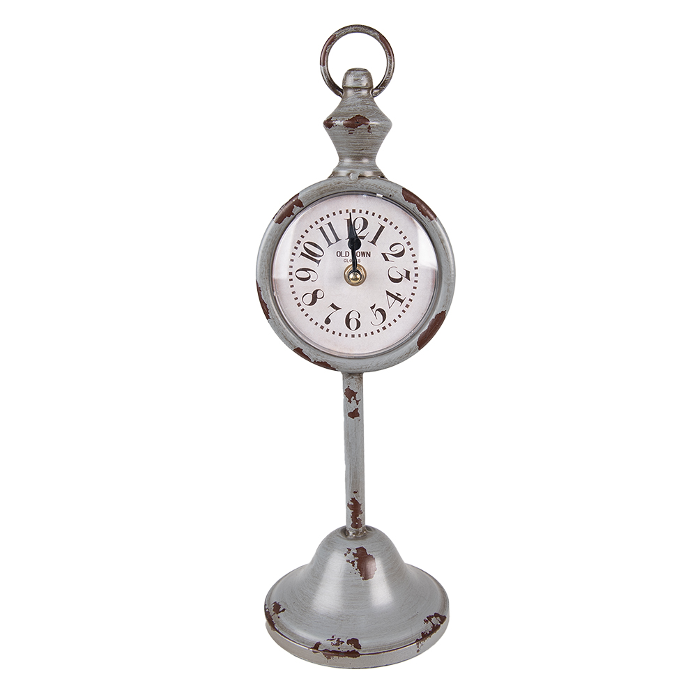 [6KL0799] Table Clock Grey, White 12x12x38 cm / 1xAA