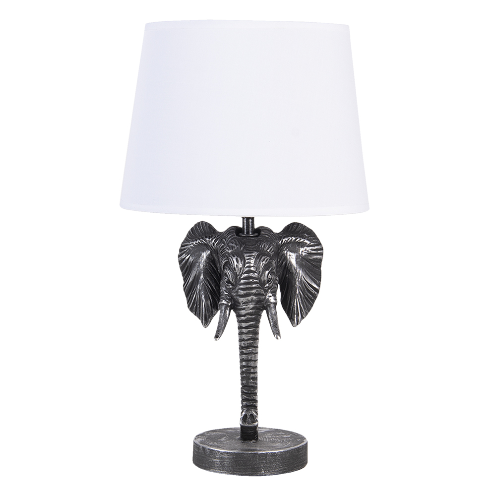 [6LMC0052] Table Lamp Elephant Black, White Ø 25x41 cm E27/max 1x60W