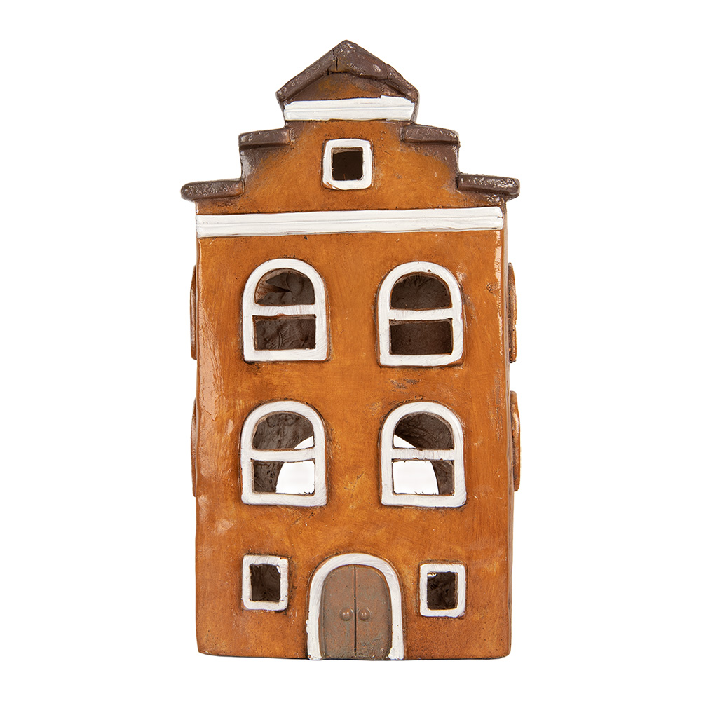 [6MG0124] Decoration House Orange Grey 20x15x34 cm