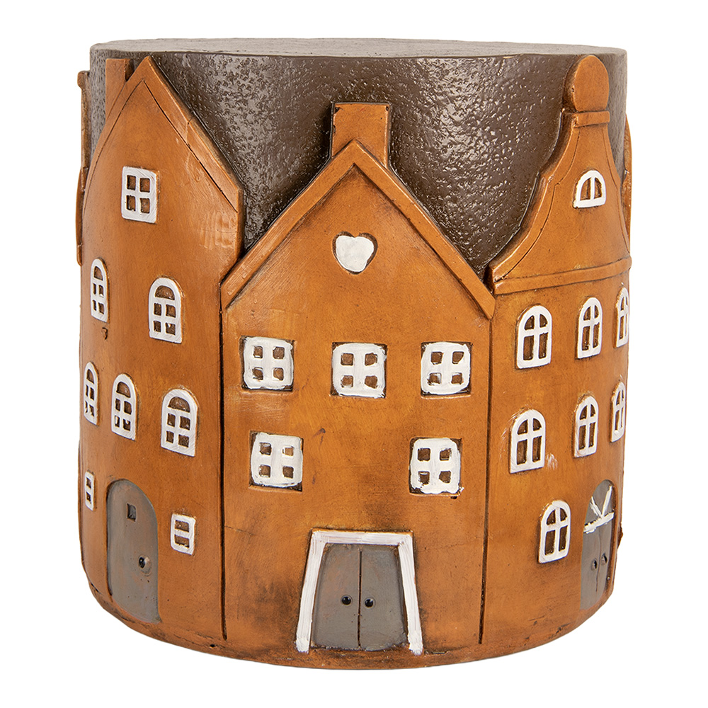 [6MG0128] Footstool Orange Grey Ø 39x40 cm