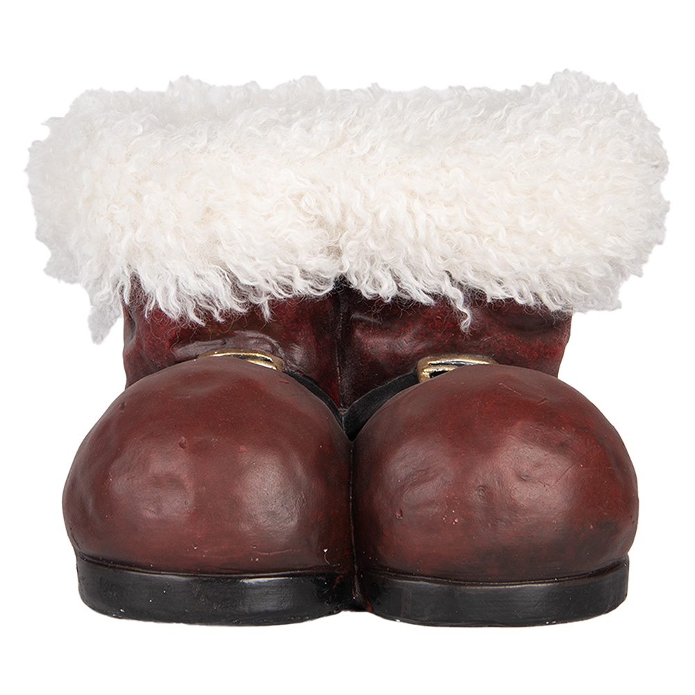 [6MG0144] Pot de fleurs d'intérieur Bottes Père Noël Rouge Blanc 26x26x20 cm