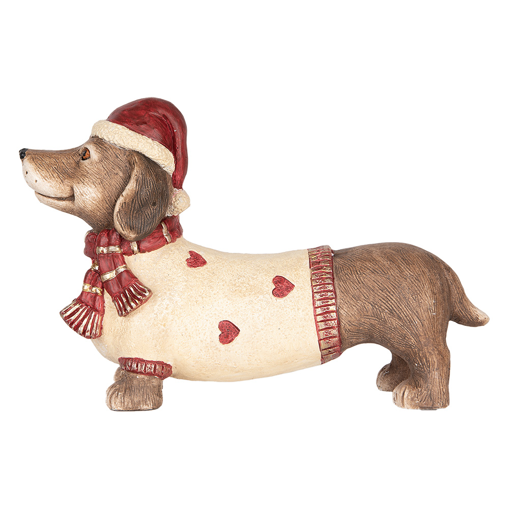 [6MG0148] Statua Cane Marrone Rosso 42x12x27 cm